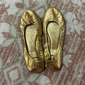 Gold tory burch flats 9.5